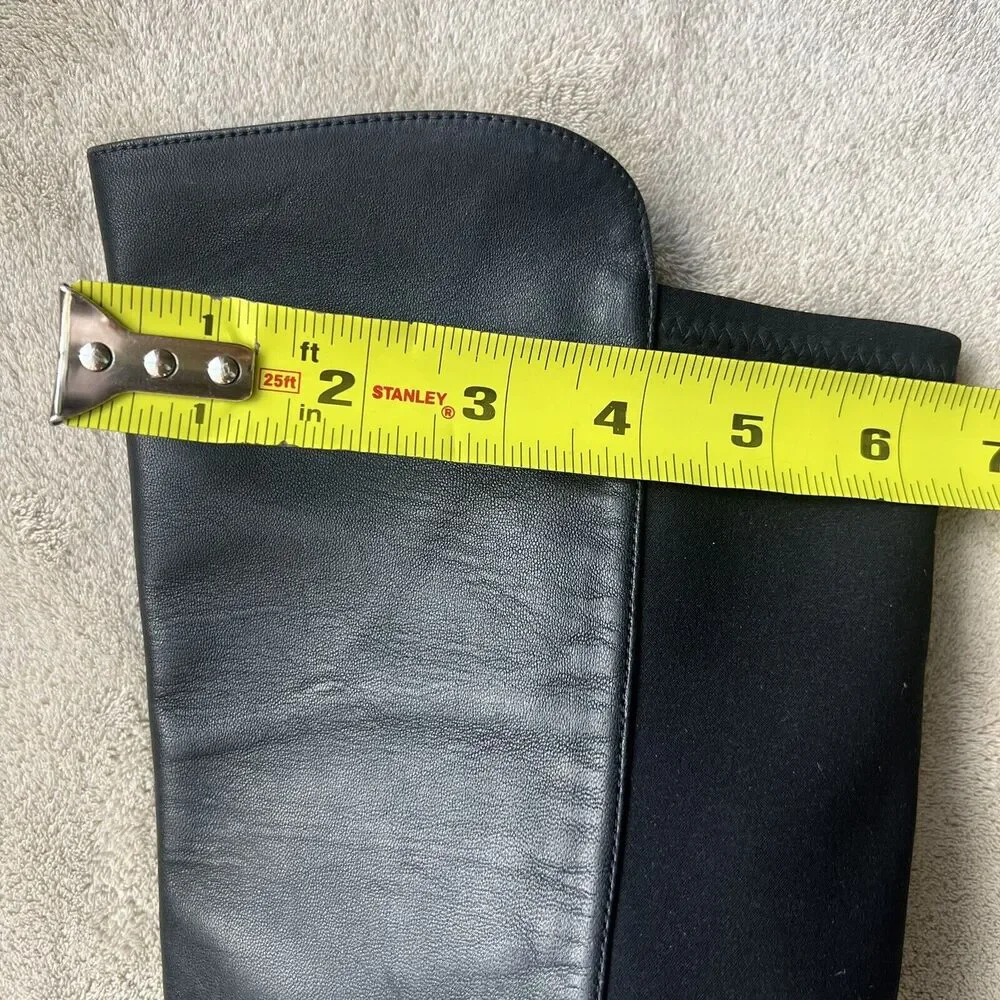 Stuart Weitzman Lander Black Leather Women 6.5 Knee High 5050 Hidden Wedge Boots